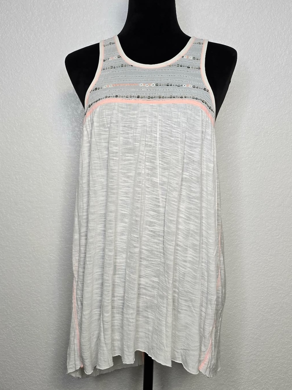 2010s Free People Embellished High Neck Tank